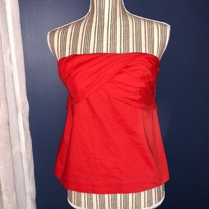 JCrew Strapless Cross Top Sz 4 Fiery Red
